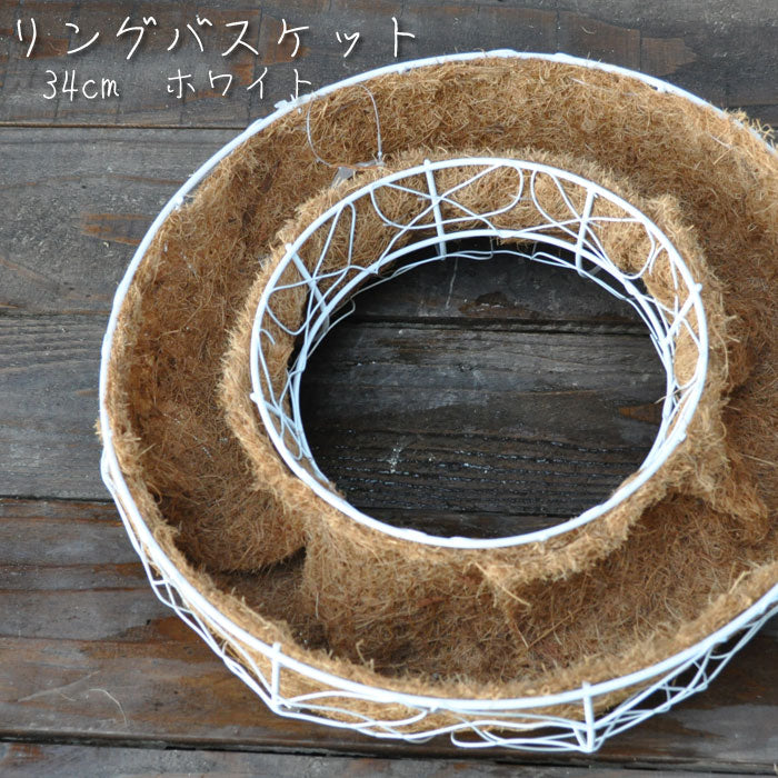 リングバスケット ホワイト M 寄せ植え ハンギングバスケット